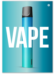 Vaping pen design on cover of information card