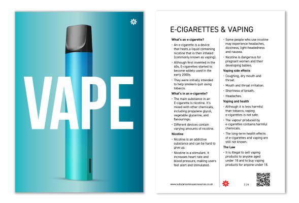 VAPING and health resource leaflet  - cover and inside page