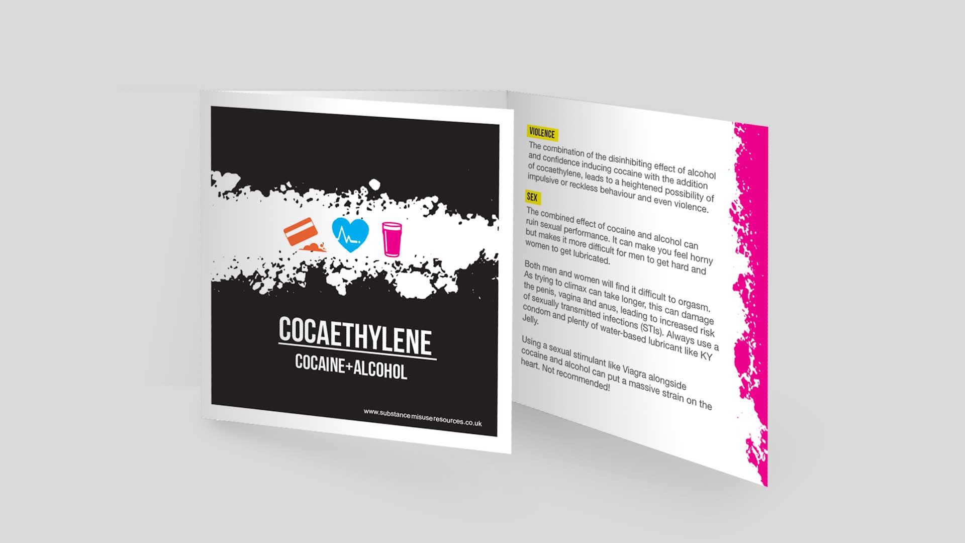 Front cover of cocaethylene resource showing a line of cocaine and a pint of beer