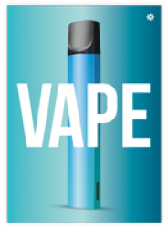 Vaping pen design on cover of information card